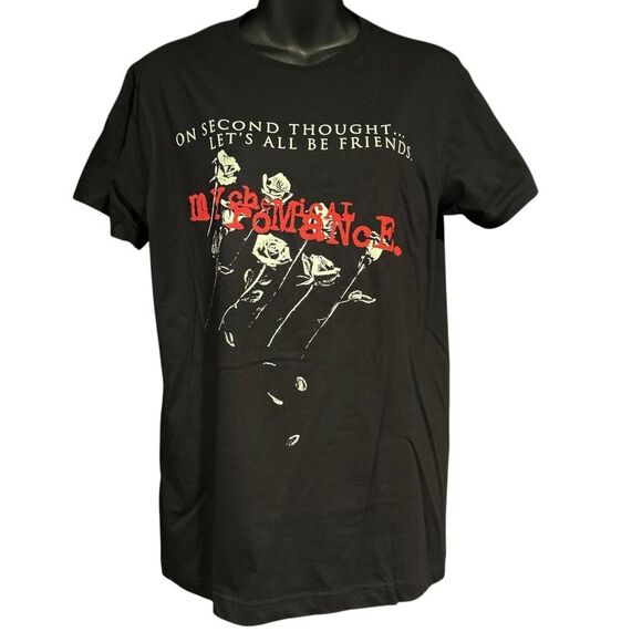 MCR My Chemical Romance Black Roses “Let’s All Be Friends” T-Shirt Women’s Small - Picture 1 of 3